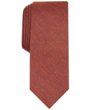 Bar III Mens Dunbar Solid Slim Tie Cognac Orange Necktie