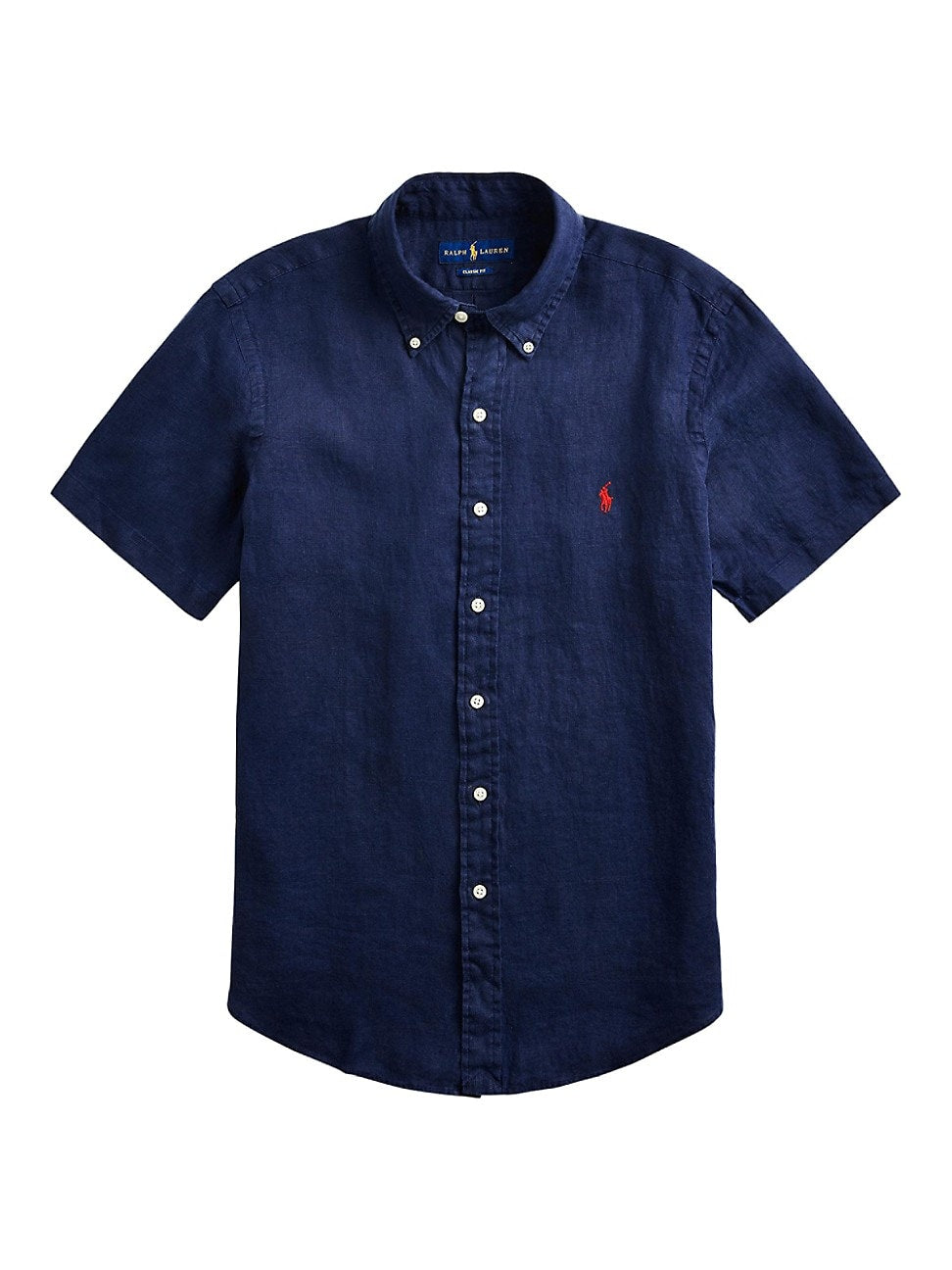 Polo Ralph Lauren Mens Classic Fit Short Sleeve Button Down Shirt Blue Medium