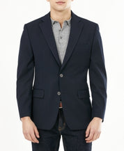 Michael Kors Mens Classic fit Sport Coat Blazer 46 L Blue Solid Stretch
