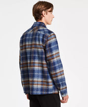 And Now This Men's Regular-Fit Plaid Flannel Shirt Jacket Medium Blue Brown