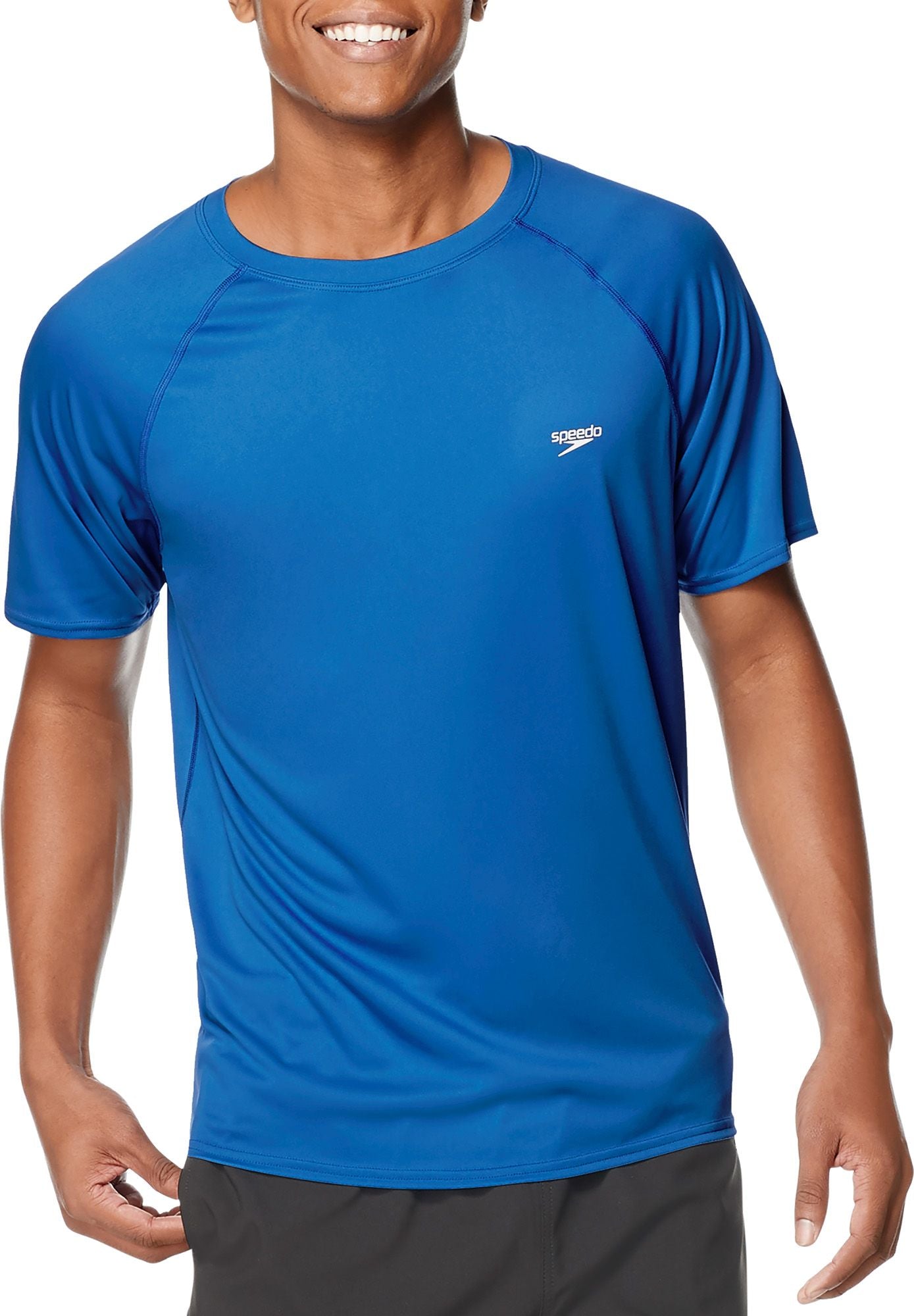 Speedo Men's Easy Regular Fit Short Sleeve Swim Shirt Turkish Sea Blue 2XL