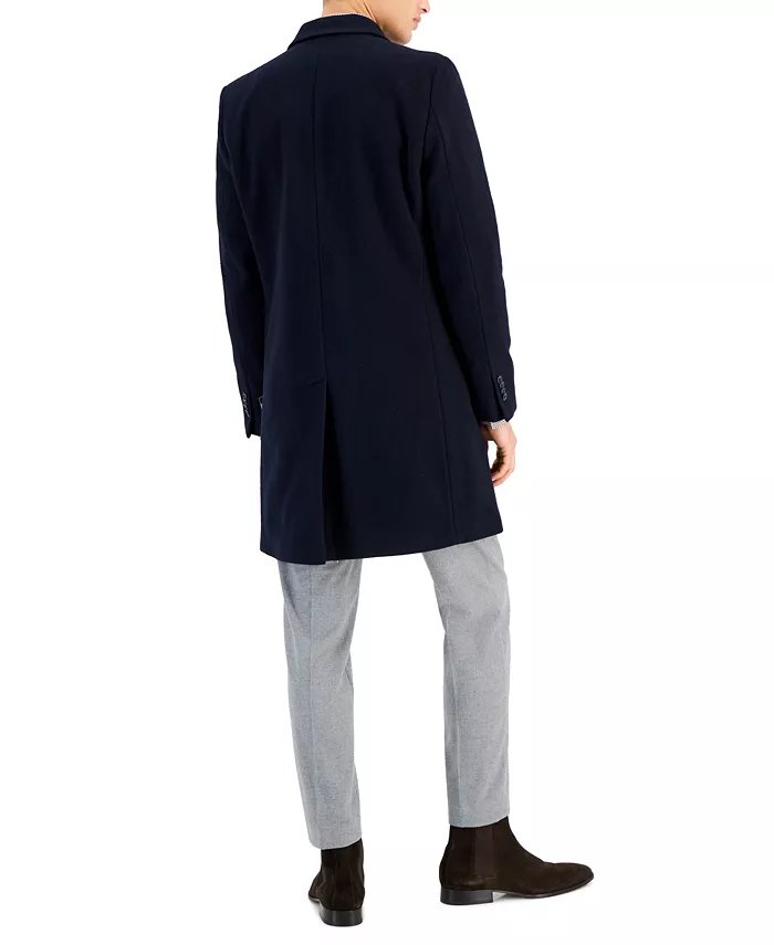 Nautica Men's Barge Classic Fit Wool/Cashmere Blend Solid Overcoat 40 R Navy