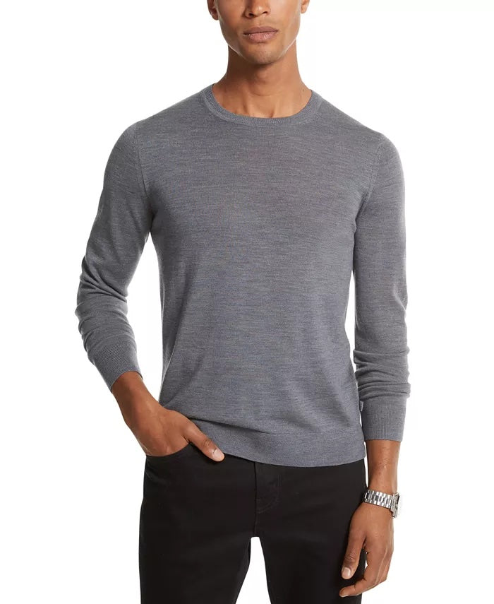 Michael Kors Mens Merino Wool Crewneck Sweater Black 2XL