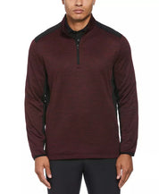 PGA TOUR Mens Moisture Wicking Half Zip Sweater Dark Maroon Red Heather Small