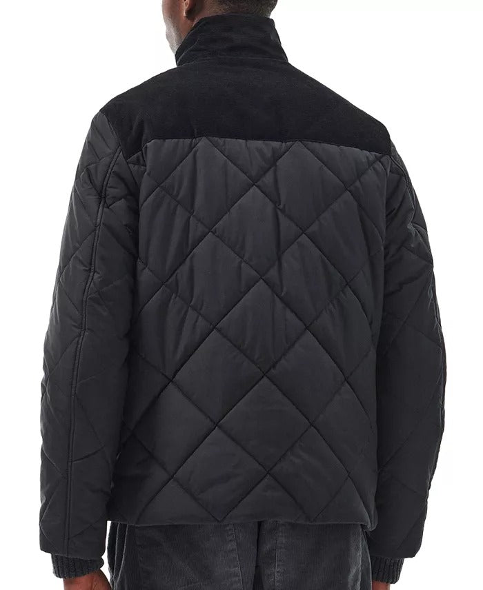 Barbour Men's Elmwood Box Quilted Jacket Black Coat Large