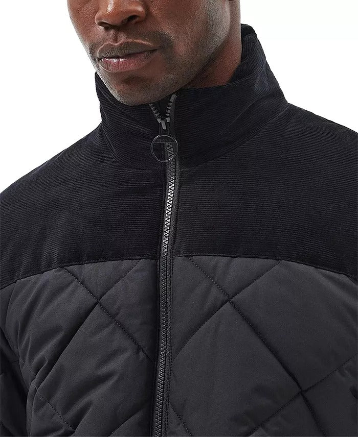 Barbour Men's Elmwood Box Quilted Jacket Black Coat Large