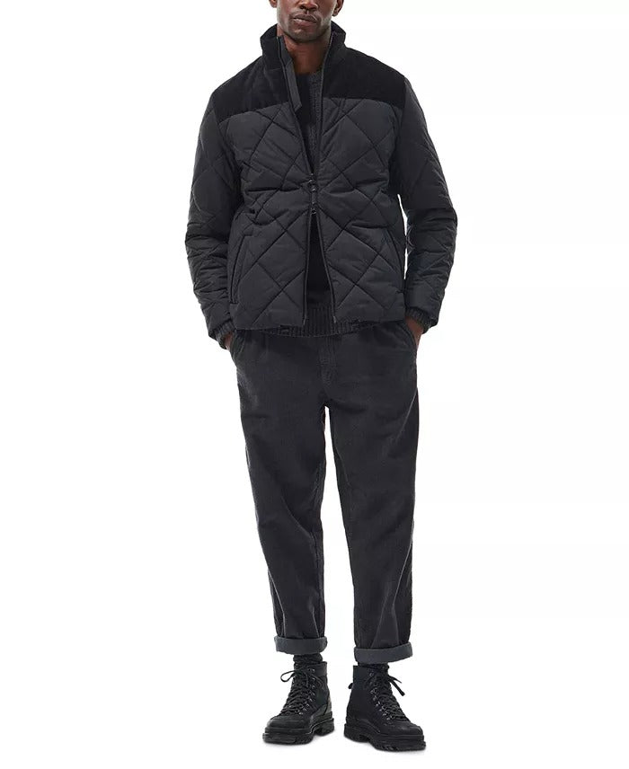 Barbour Men's Elmwood Box Quilted Full-Zip Jacket 2XL XXL Black