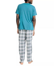 Nautica Men's 2-Pc. T-Shirt & Plaid Flannel Pajama Pants Set Medium Blue Grey