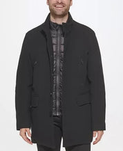 Cole Haan Men's Wool Stand Collar Topper Jacket with Nylon Bib Coat XL Black