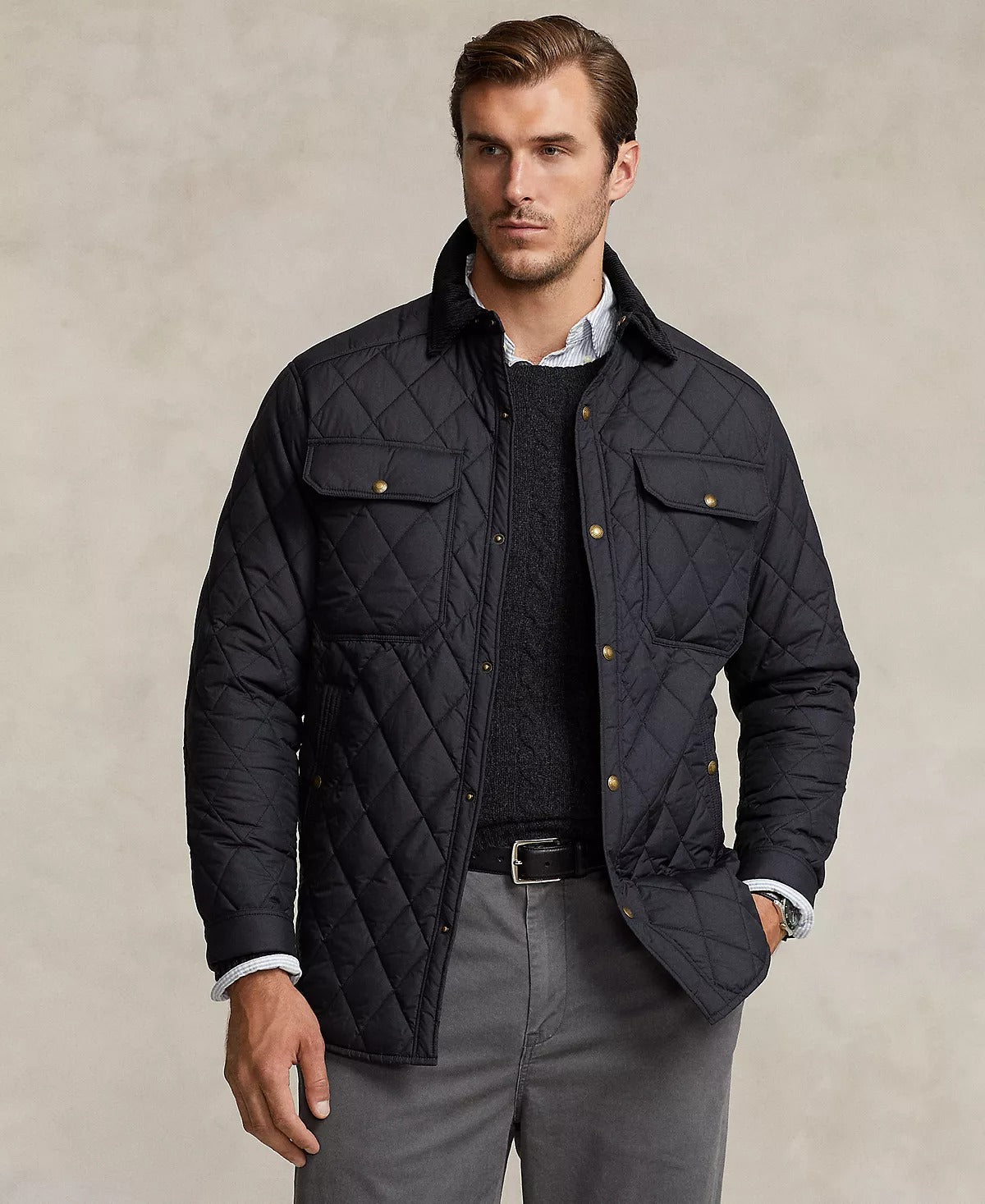 POLO RALPH LAUREN Men's Big & Tall Water-Repellent Quilted Jacket 4LT 4XLT Black
