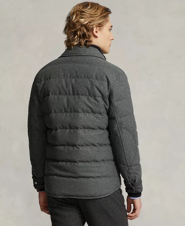 Polo Ralph Lauren Men's Quilted Wool-Blend Down Jacket XL Grey Barclay