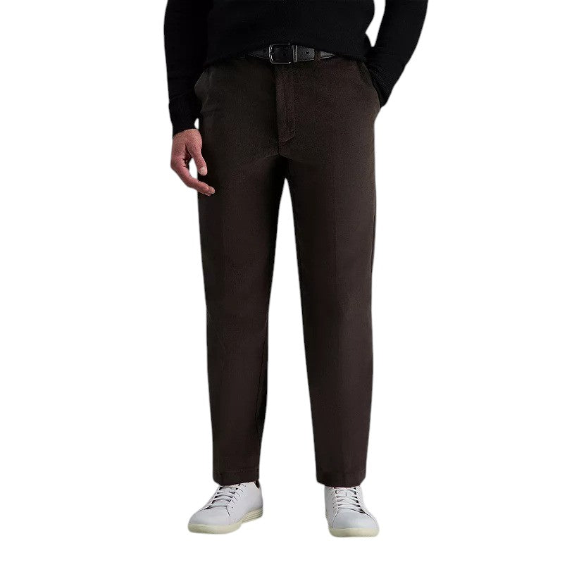 Haggar Mens Classic fit Cotton Dress Pants Corduroy 34 / 34 Brown Solid