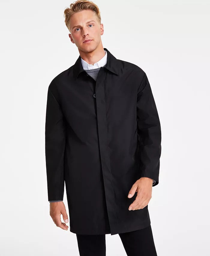 Calvin Klein Men's Nylon Long Sleeves Car Coat Black Beauty Medium