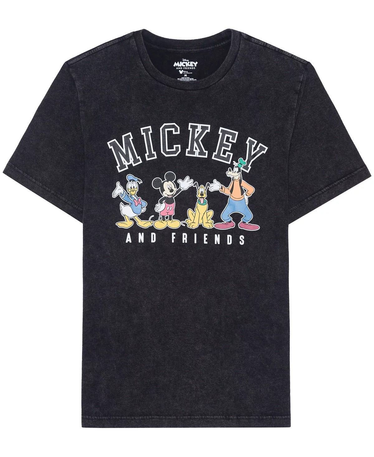 Hybrid Mens Mickey Mouse Disney T Shirt XL Washed Black Mineral Wash