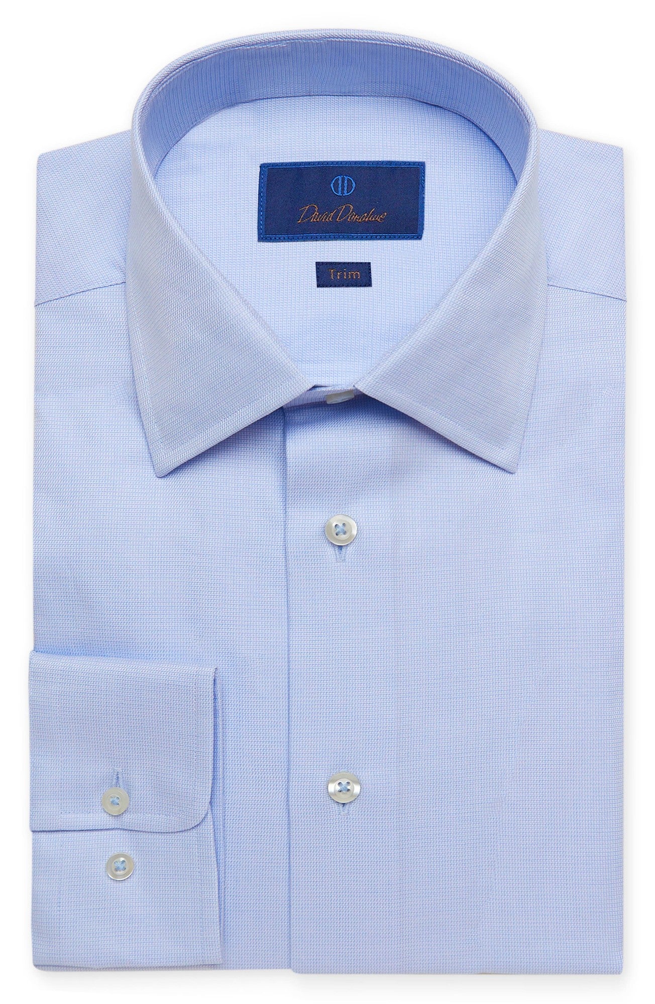 David Donahue Mens Regular fit Long Sleeve Button-Up Shirt 15 Blue