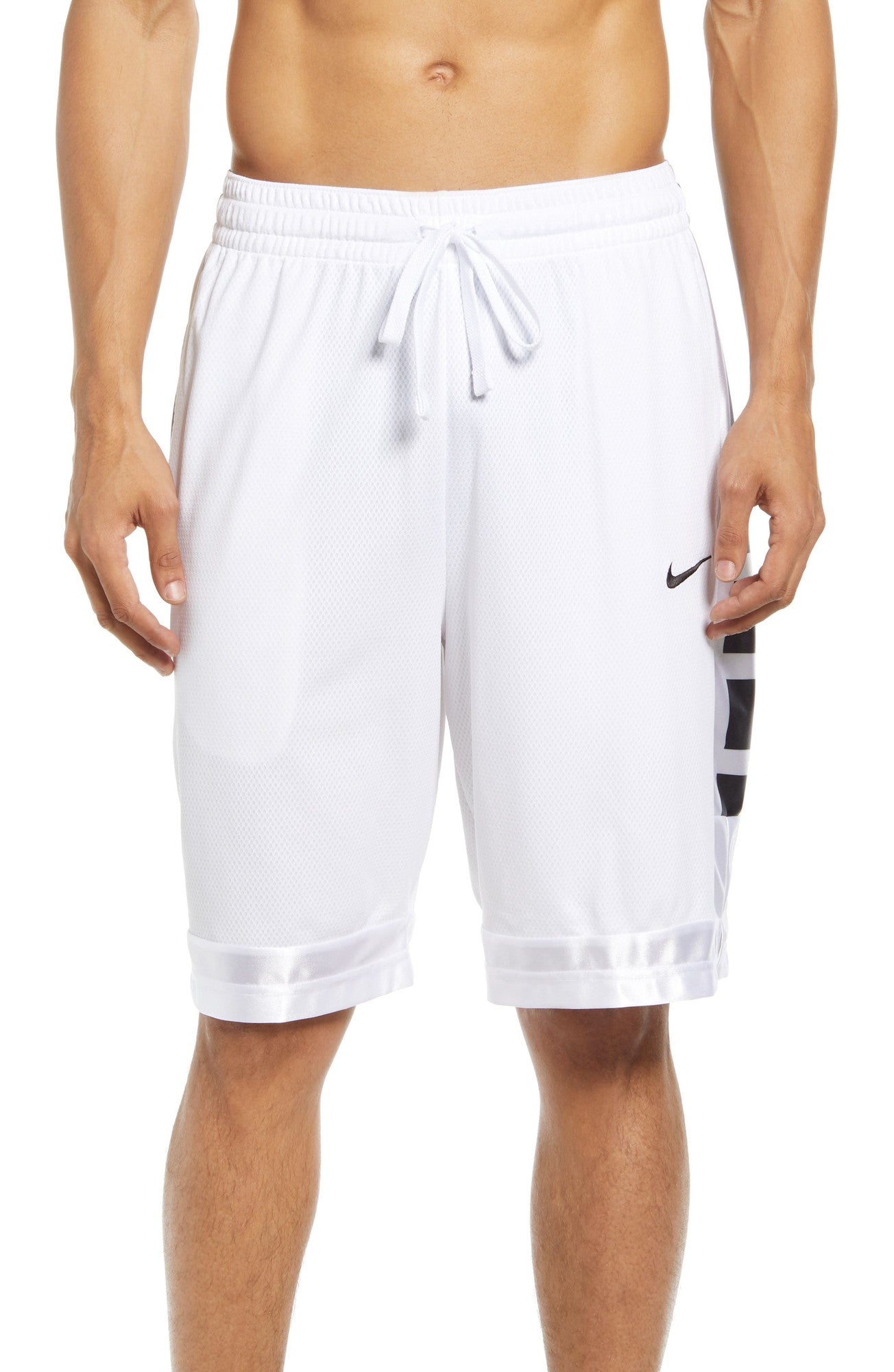 Nike Mens Dri-FIT Elite Basketball Shorts White Small
