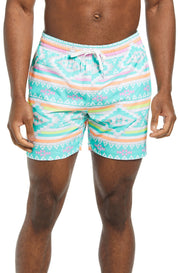 Chubbies Mens Regular fit Swim Trunks Swimwear Large Blue Geometric Quick Dry