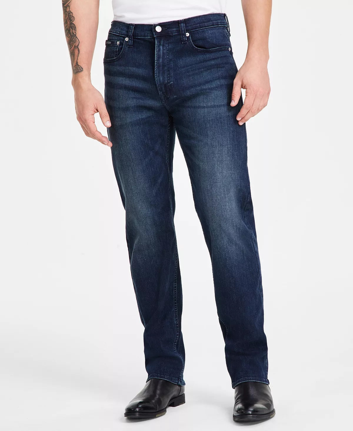 Calvin Klein Mens Straight fit Denim Jeans 34 / 32 Boston Blue Solid