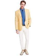 Nautica Mens Modern fit  Linen Sport Coat Blazer 42 L Yellow Solid Stretch