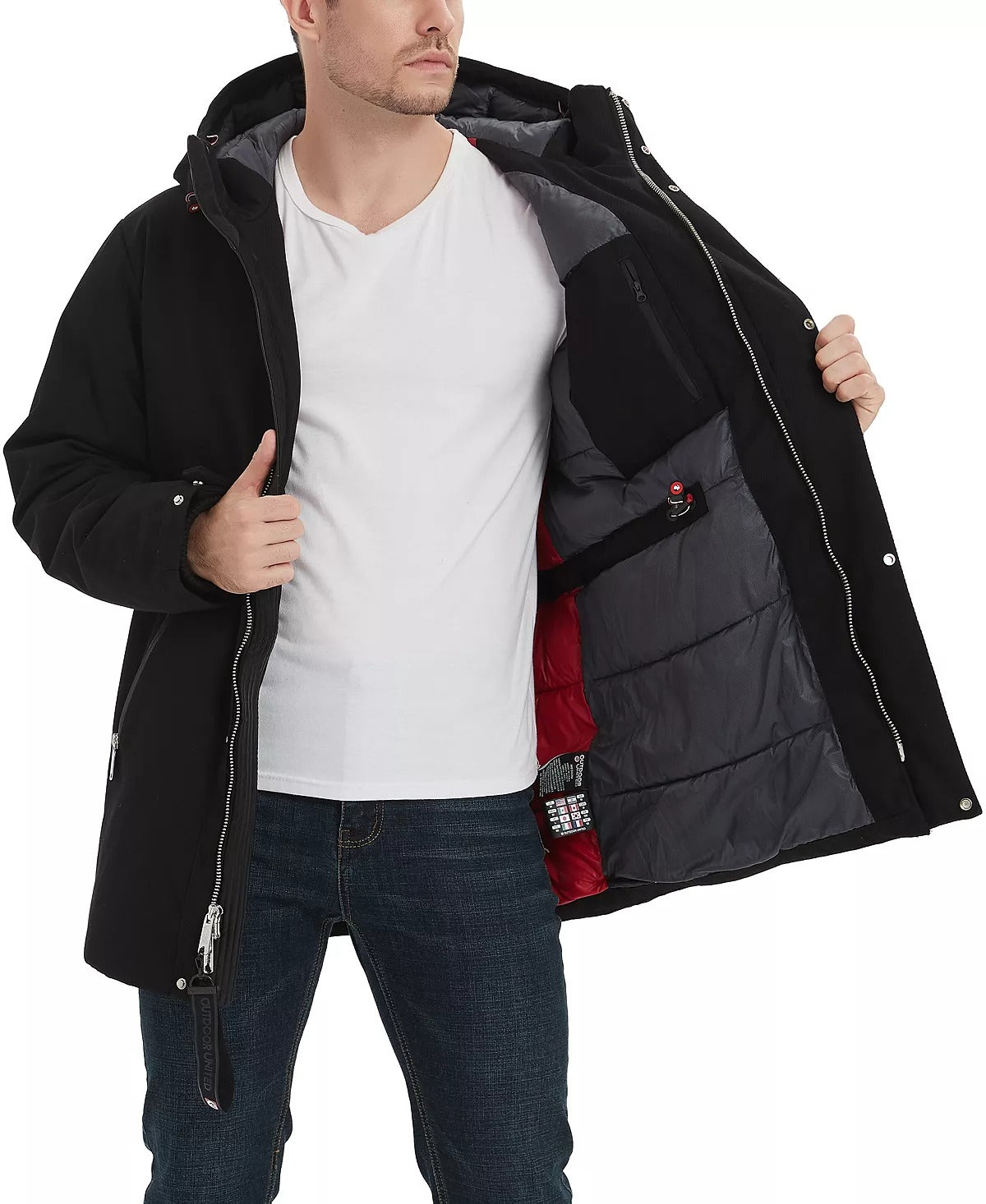 Outdoor United Men's Calvary Twill Hooded Car Coat Large Black