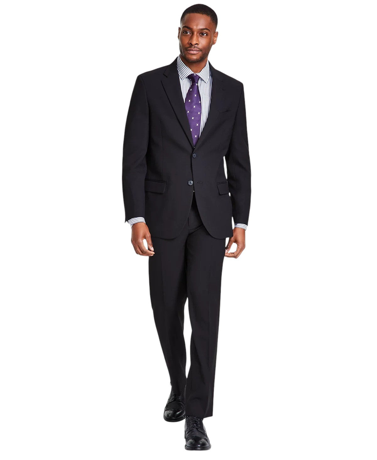 Nautica Mens Modern fit 2 Piece Suit 36 R / 30 Waist Black Solid Stretch