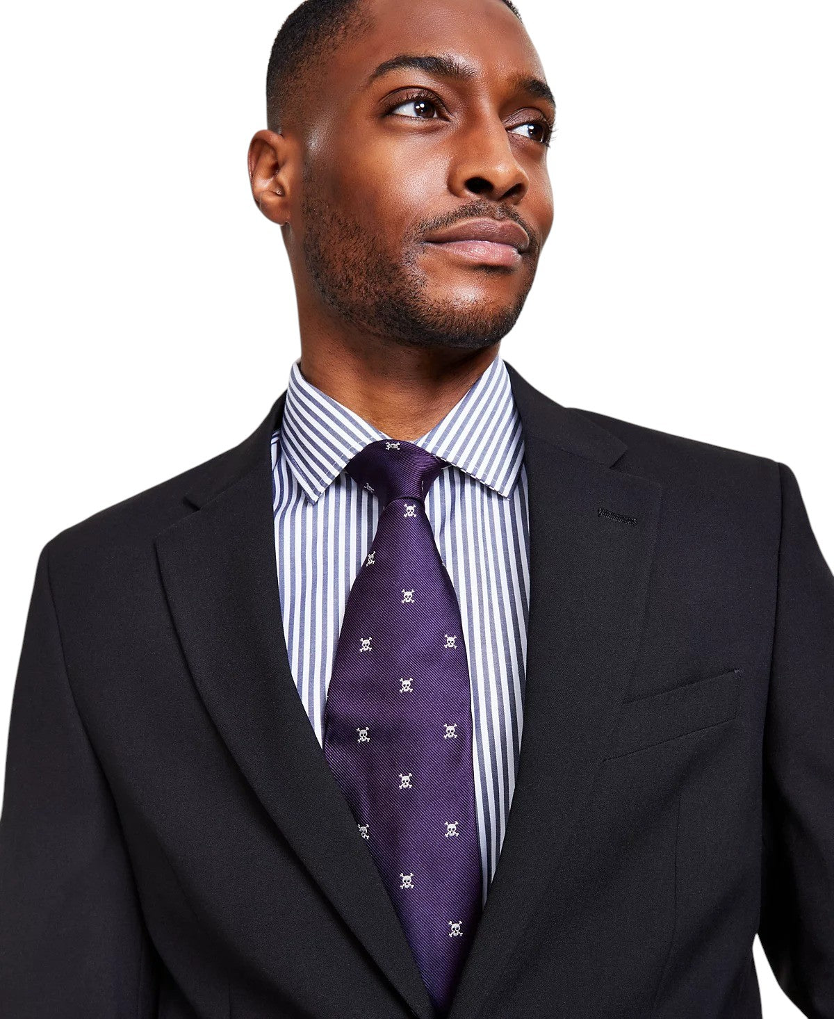 Nautica Mens Modern fit 2 Piece Suit 50 R / 45 Waist Black Solid Stretch