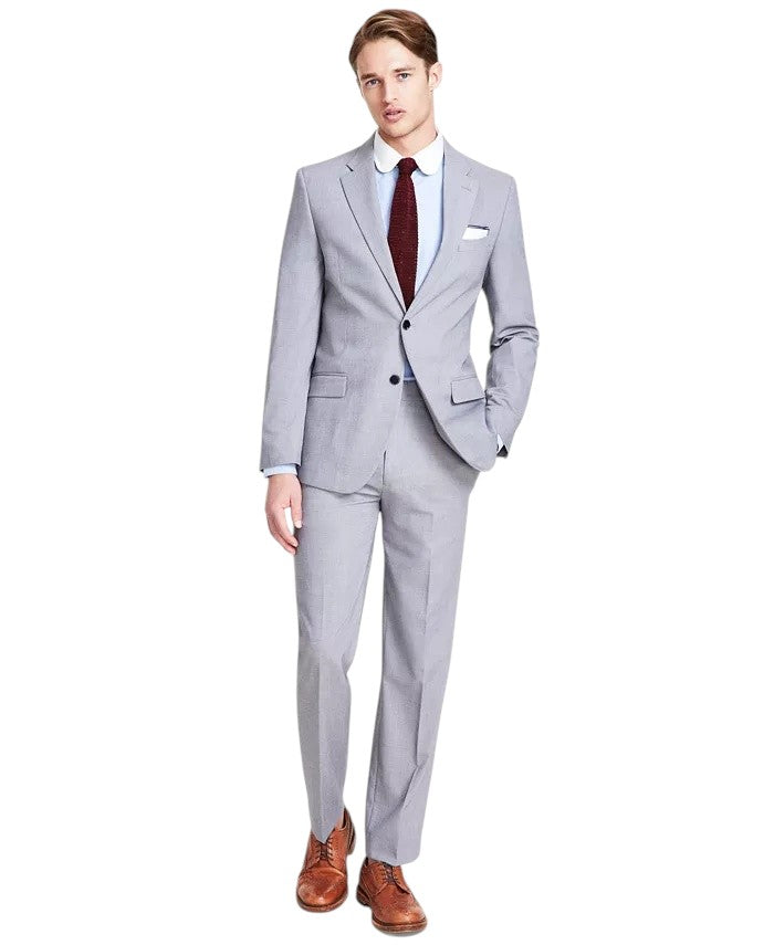 Nautica Mens Modern fit 2 Piece Suit 42 L / 36 Waist Light Gray Solid