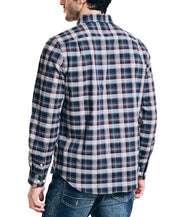 Nautica Mens Plaid Button Down Shirt Griffin Blue Grey Large