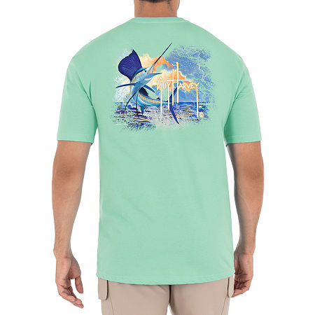 Guy Harvey Mens Sunset Sailfish Logo Short Sleeve T Shirt Beach Glass 2XL