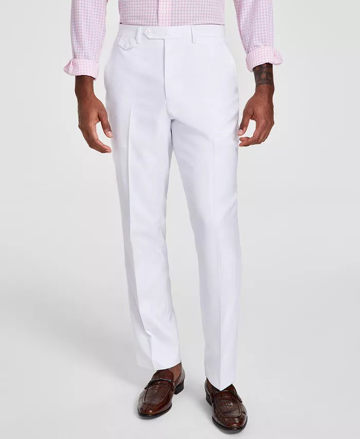 Tayion Mens Classic fit Dress Pants 32 / 32 White Solid