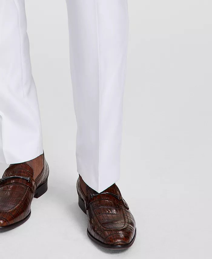 Tayion Mens Classic fit Dress Pants 32 / 32 White Solid