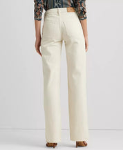 Lauren Ralph Lauren Women's High-Rise Wide-Leg Jeans Size 18 Natural Cream Beige