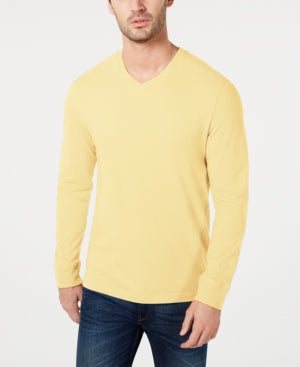 Club Room Mens Vneck Long Sleeve Tshirt Gold Medium