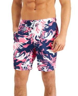 Calvin Klein Mens Quick-Dry UPF 50 Island Camo Swim Trunks Pink 2XL