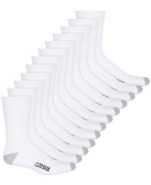 Club Room Mens Crew Socks 12 Pair White Cushioned Foot Bottom