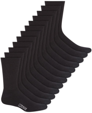 Club Room Men's Solid Crew Socks 12 Pack Black Cushioned Foot Bottom