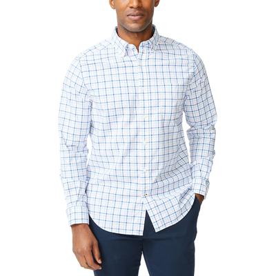 Nautica Mens Classic fit Long Sleeve Button-Up Shirt XL White Plaid Stretch