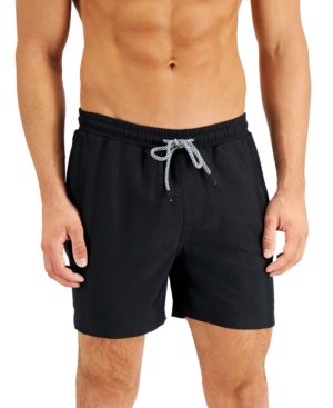 INC INTERNATIONAL CONCEPTS Mens Regular-Fit Solid 5" Swim Trunks Black Medium