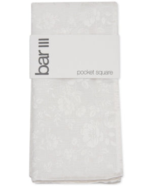 Bar Iii Mens Pocket Square One Size White Tonal Floral