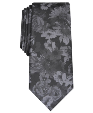Bar Iii Mens Skinny fit Tie Necktie One Size Black Grey Floral