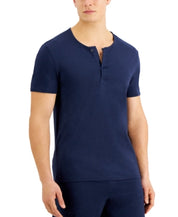 Alfani Men's Quick Dry Split Neck Pajama Shirt Navy Blue XXL