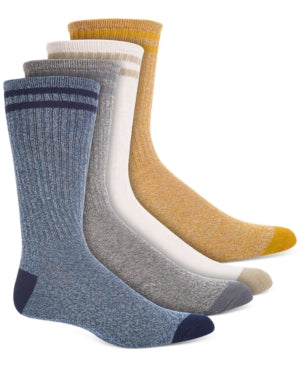 Sun Stone Men's  4 Pk. Double Stripe Crew Socks Brown Size 7 - 12