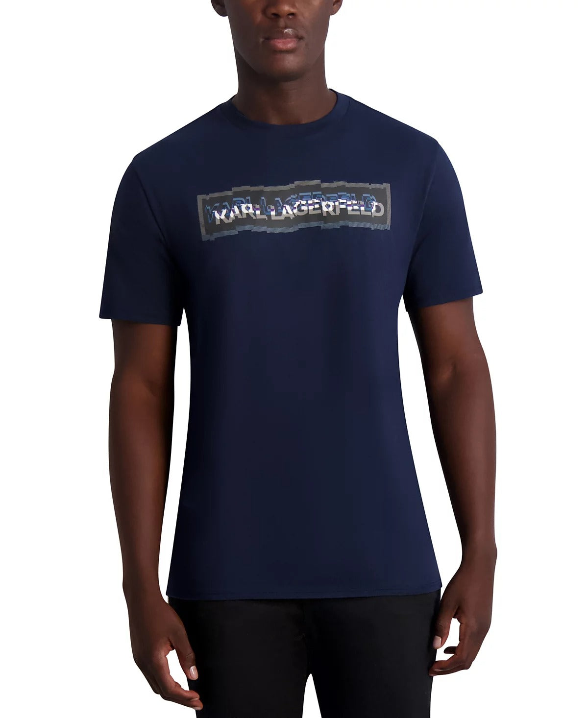 KARL LAGERFELD PARIS Men's Slim-Fit 3D Logo T Shirt XXL 2XL Navy Blue