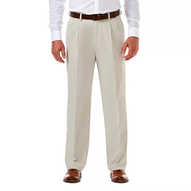 Haggar Mens Classic fit Dress Pants 36 / 34 Beige Solid