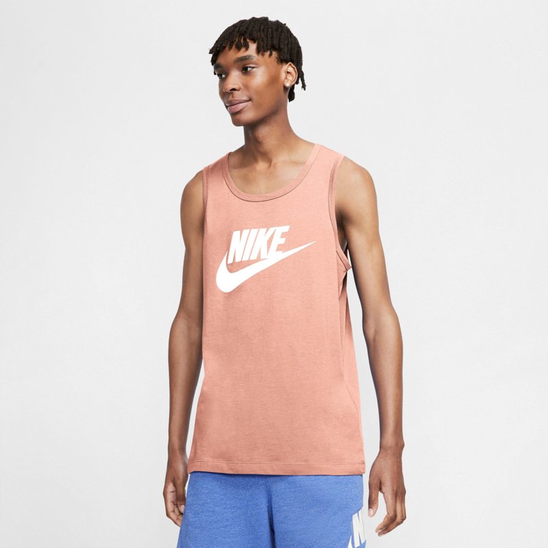 Nike Men's Sportswear Icon Futura Tank Top Small Arctic Peach White
