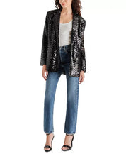 Steve Madden Women's Imann Sequined One-Button Blazer Jacket Medium Black