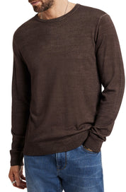 John Varvatos Mens Chase Merino Wool Blend Crewneck Sweater XL Soil Brown