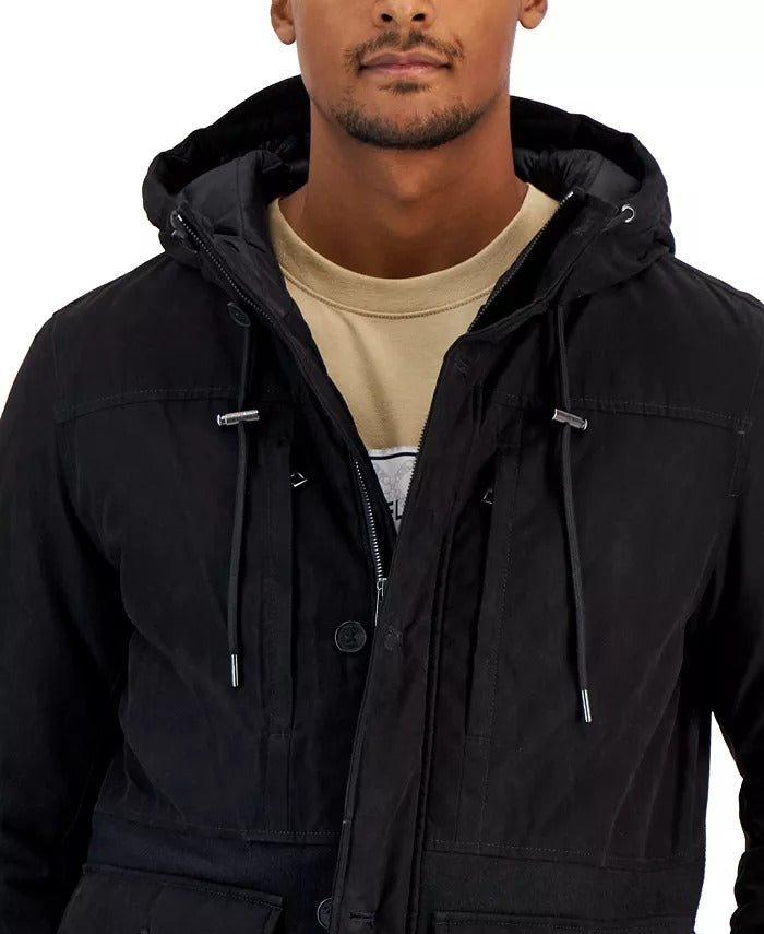 Michael Kors Men's Four-Pocket Hooded Parka Coat XS Extra Small Black