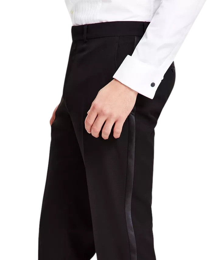 Kenneth Cole Mens Slim fit 2 Piece Tuxedo Suit 44 L Pants 37 / 32 Black Solid