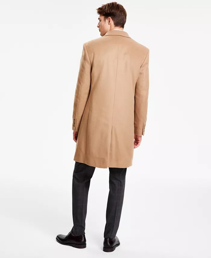 Michael Kors Mens Classic-Fit Wool Cashmere Overcoat Coat 42L Camel